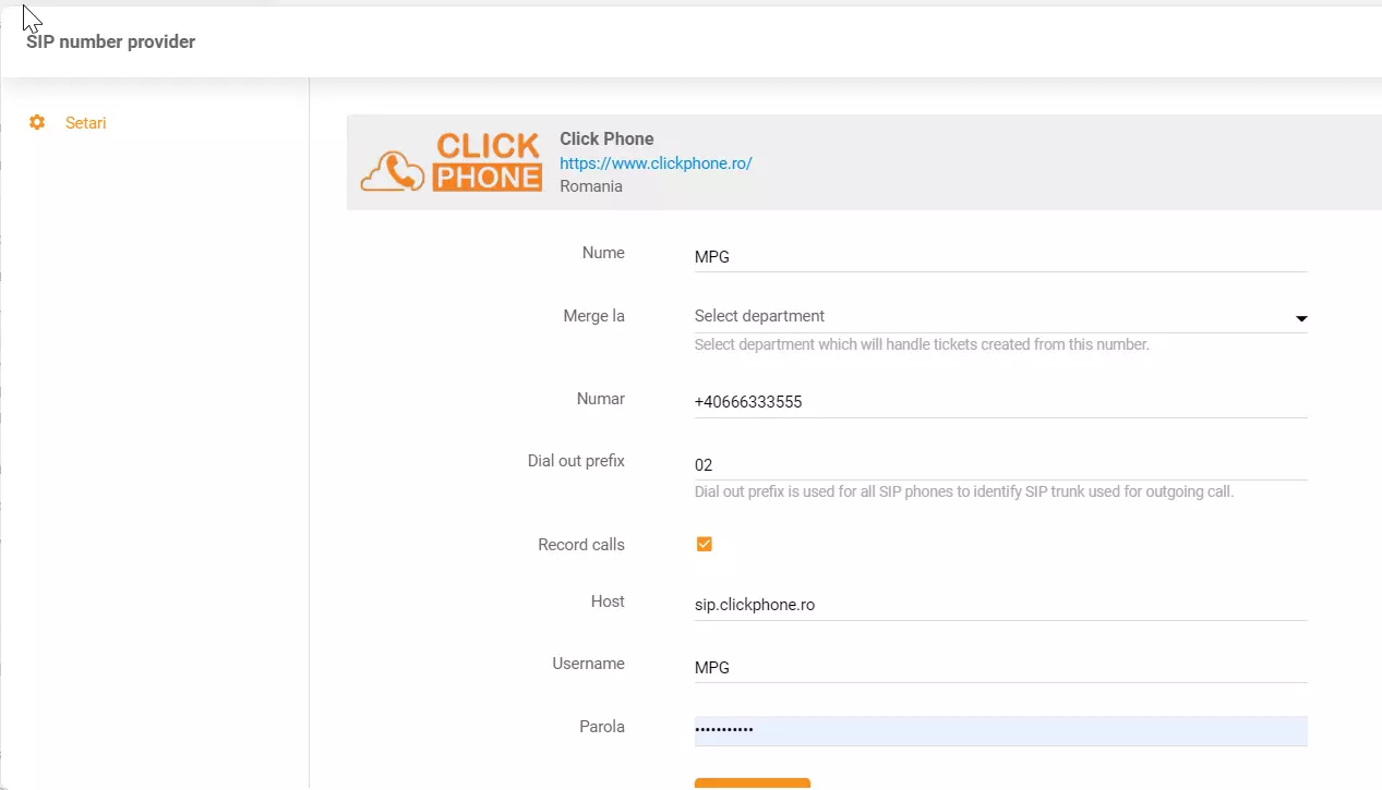 Credenciais ClickPhone