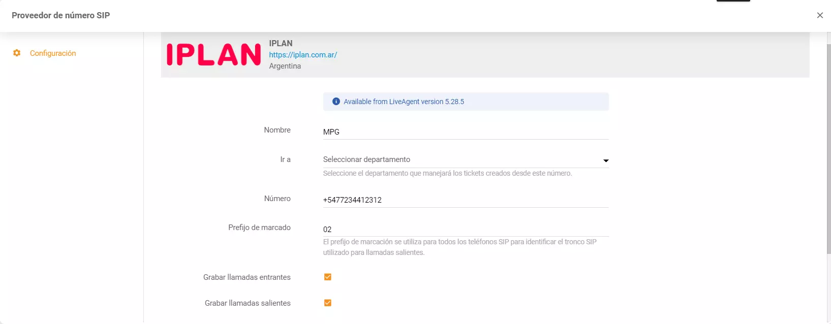 Inserir credenciais iPlan