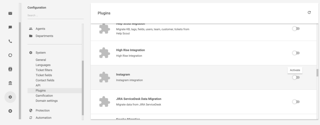 Plugin do Instagram no LiveAgent