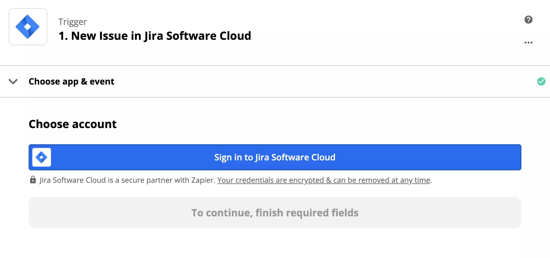 Configuração do gatilho do Jira no Zapier