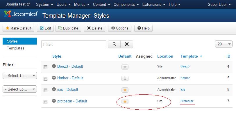 Configuração do Joomla