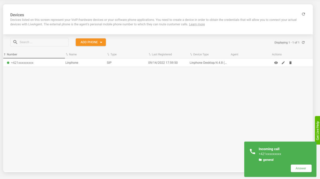 Integração Linphone LiveAgent