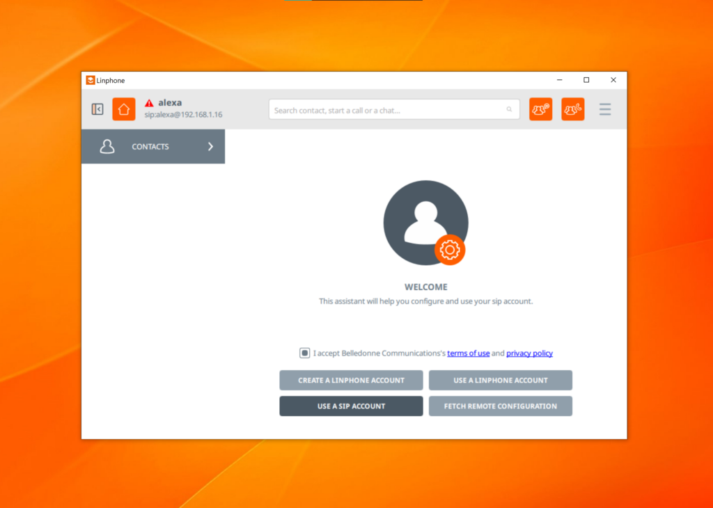 Configuração SIP no Linphone