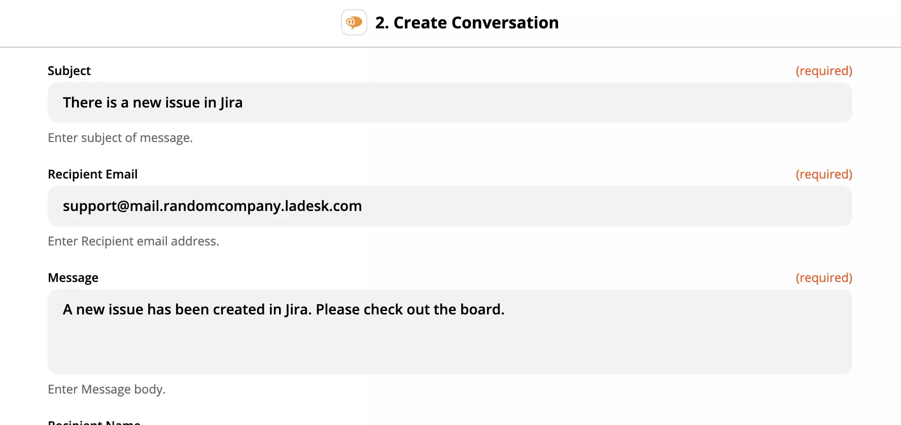 Configuração da ação do LiveAgent no Zapier