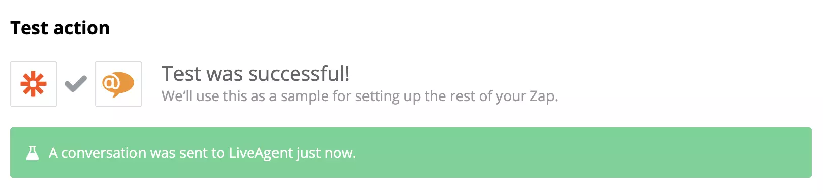 Teste de integração LiveAgent e Asana bem-sucedido