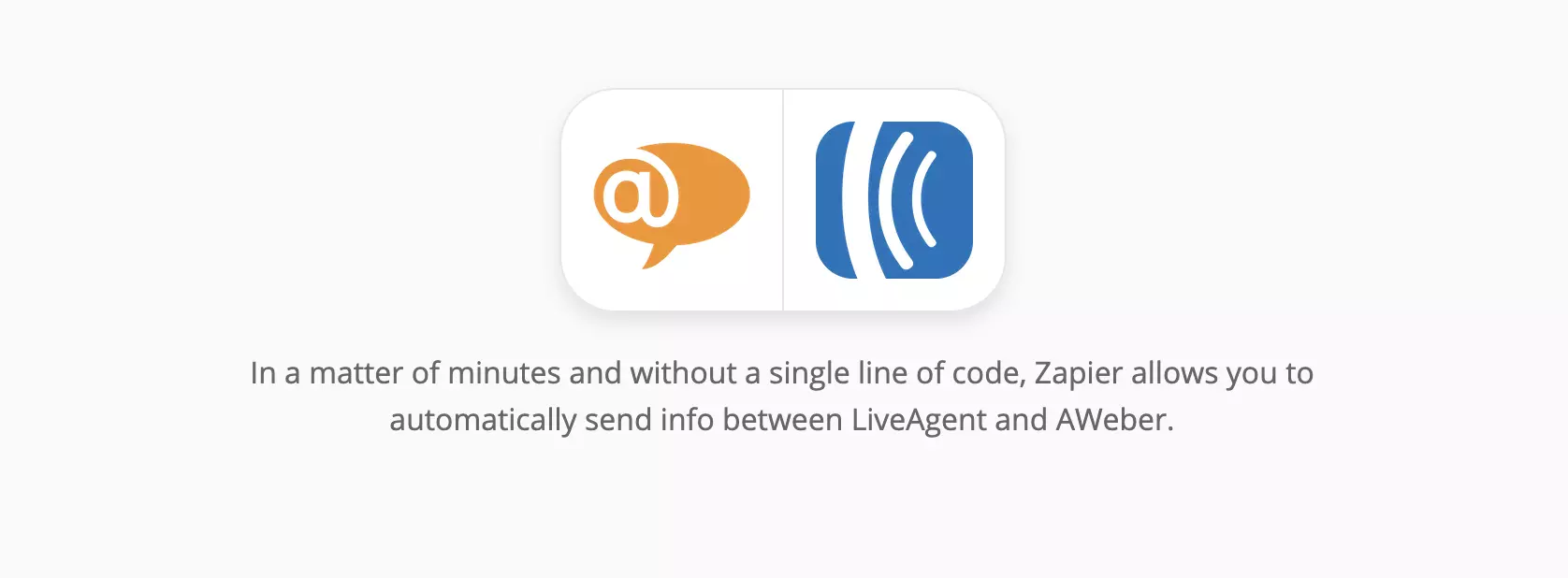 Página de integrações LiveAgent e AWeber no Zapier