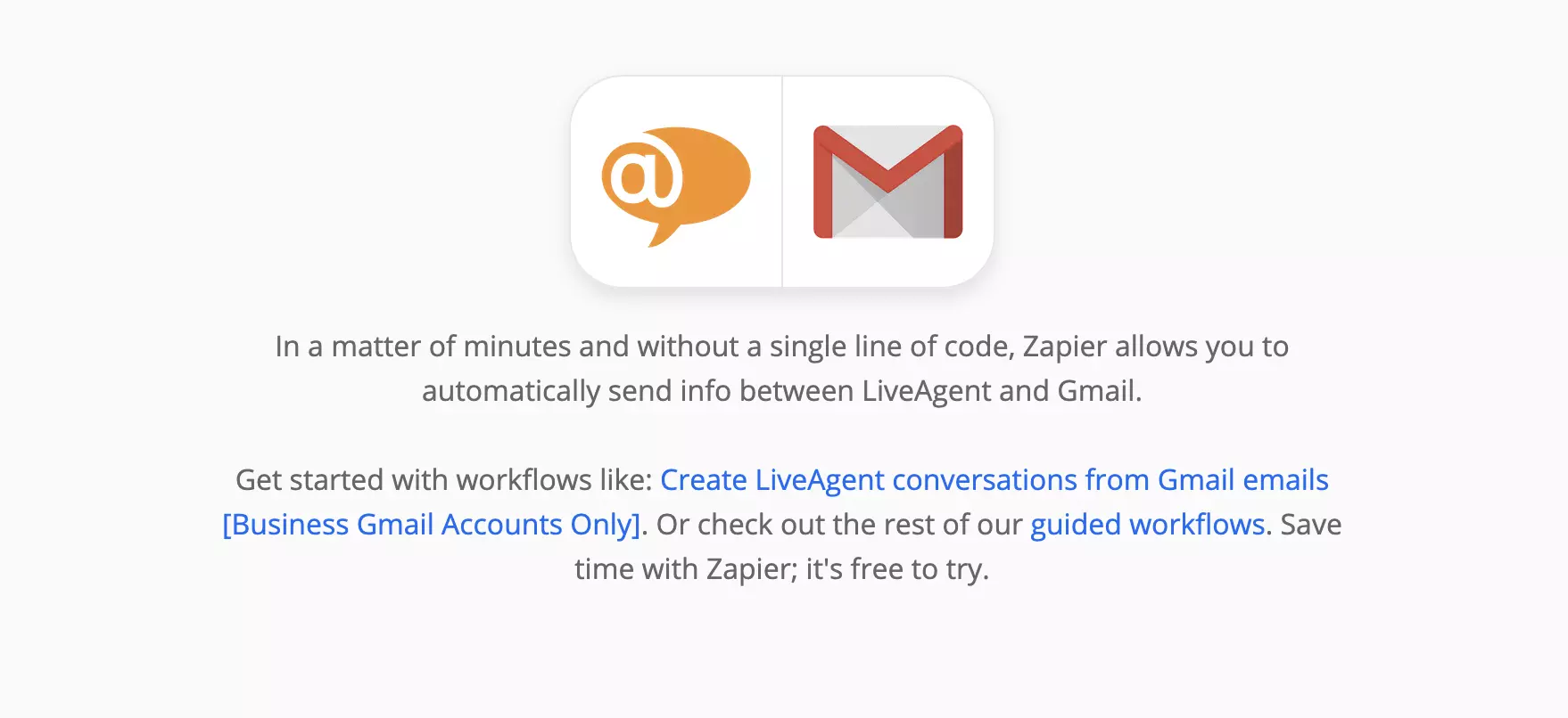 Integração do LiveAgent e Gmail no Zapier