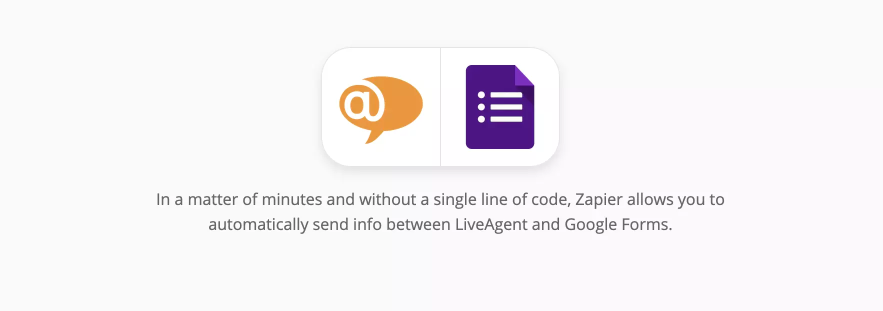 Página de integrações do LiveAgent e Google Forms no Zapier