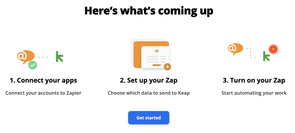 Processo de integração entre LiveAgent e Keap no Zapier