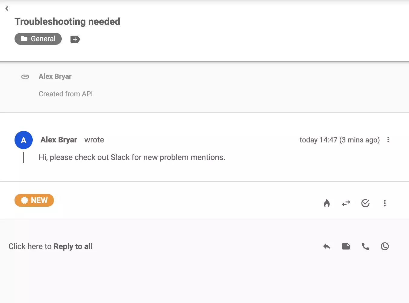 Ticket enviado ao LiveAgent após palavra-chave aparecer no Slack