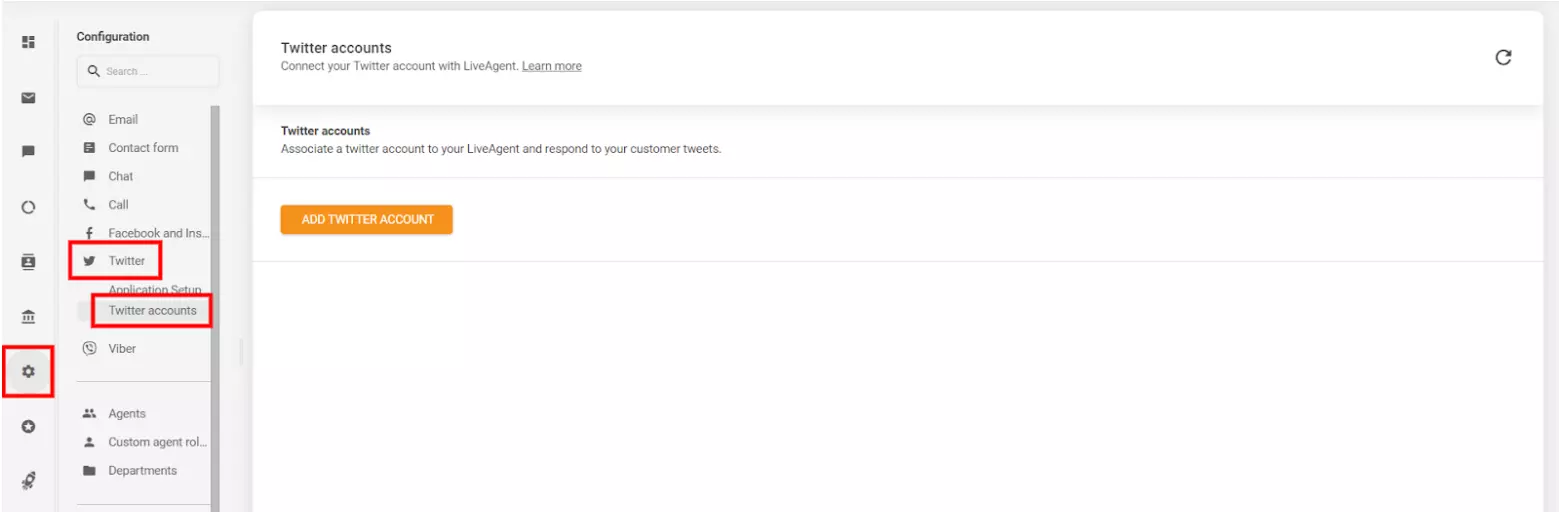 Adicionando conta do Twitter (X) que você deseja integrar com o LiveAgent