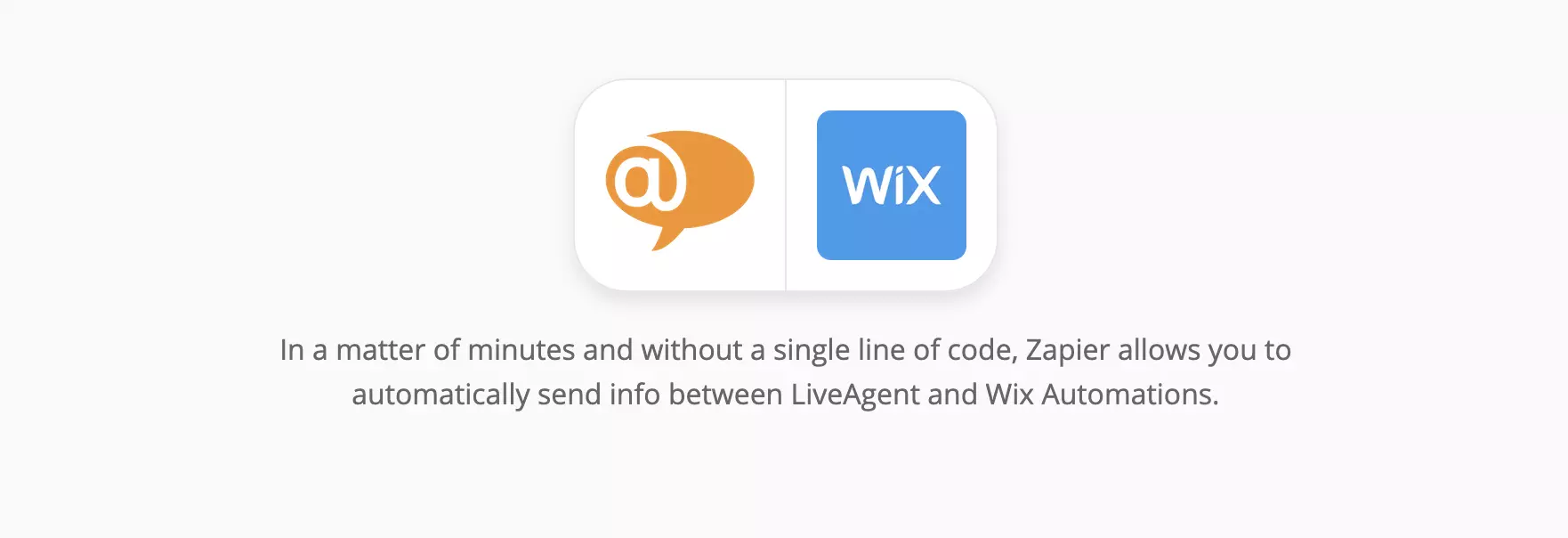 Página de integração do LiveAgent e Wix no Zapier