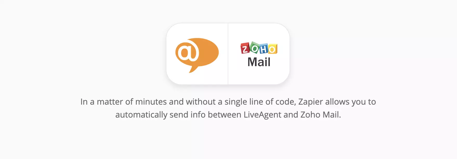 Página de integração LiveAgent e Zoho Mail no Zapier