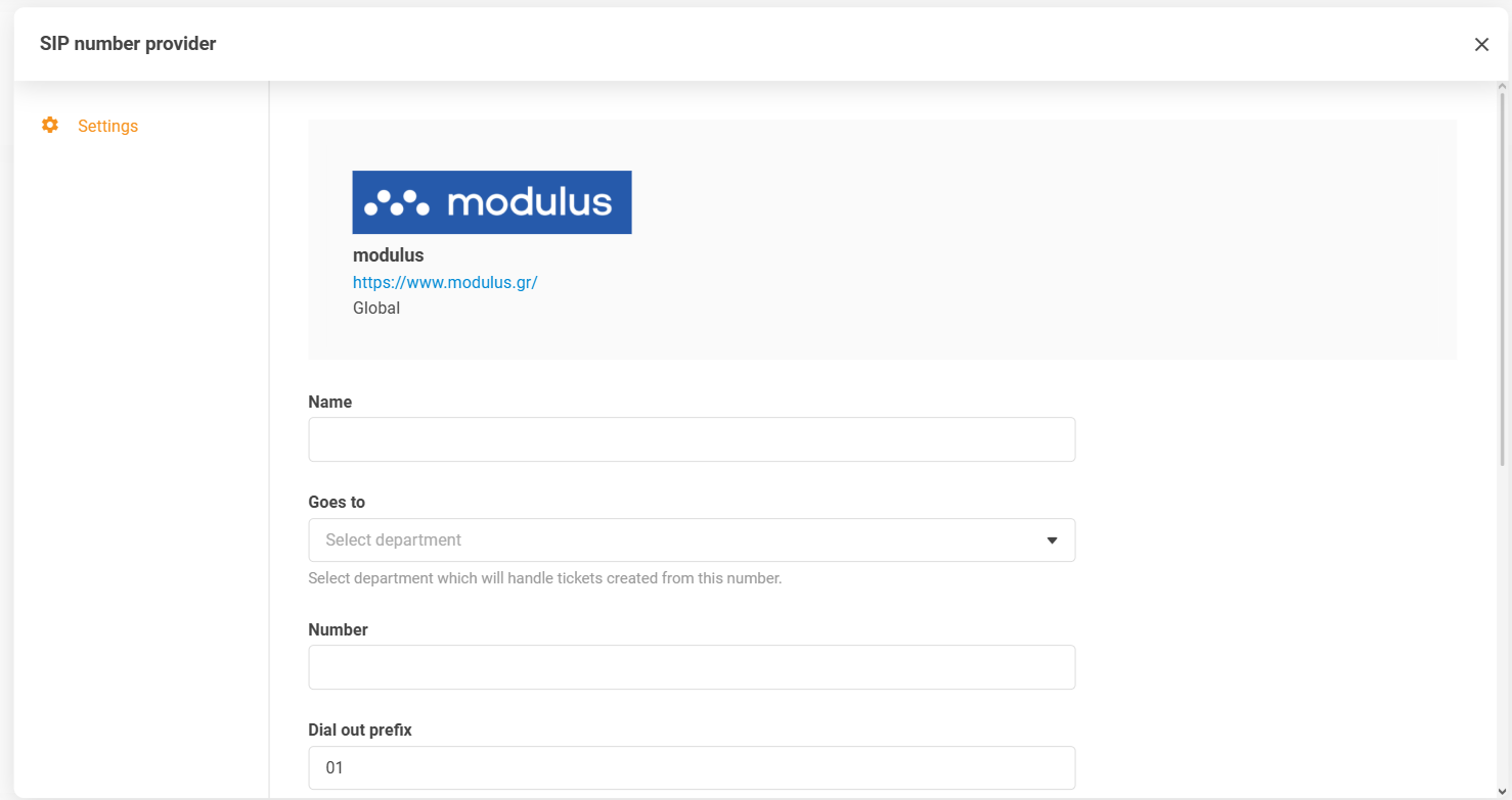 Integração Modulus no LiveAgent