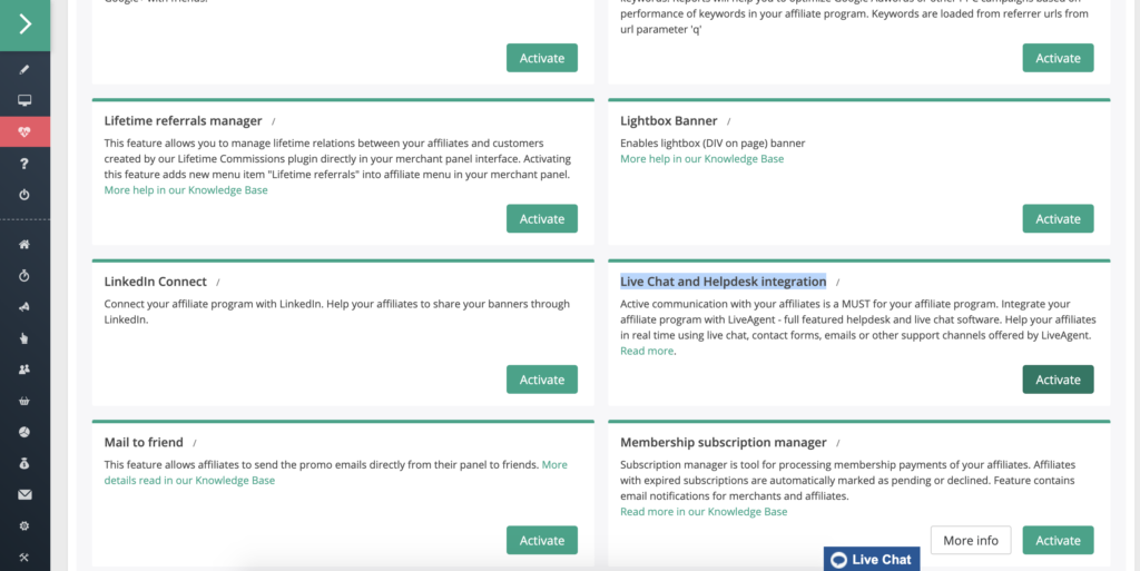 Lista de recursos com migração de Help Desk