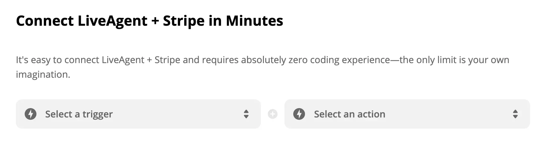 Página de integração do LiveAgent e Stripe no Zapier