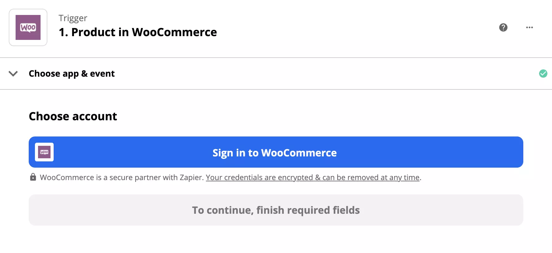 Configuração do gatilho WooCommerce com opção de login