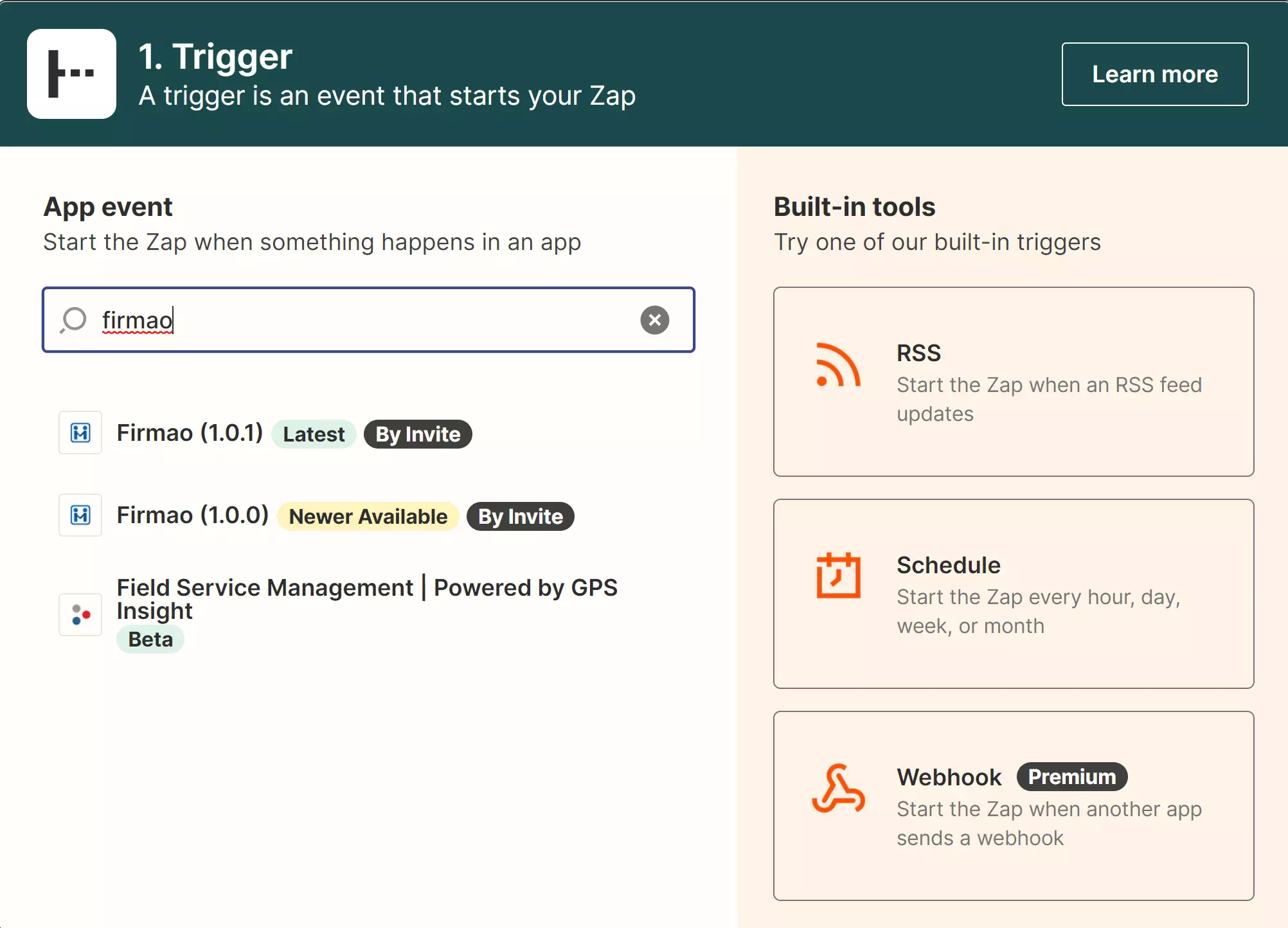 Encontre Firmao no Zapier