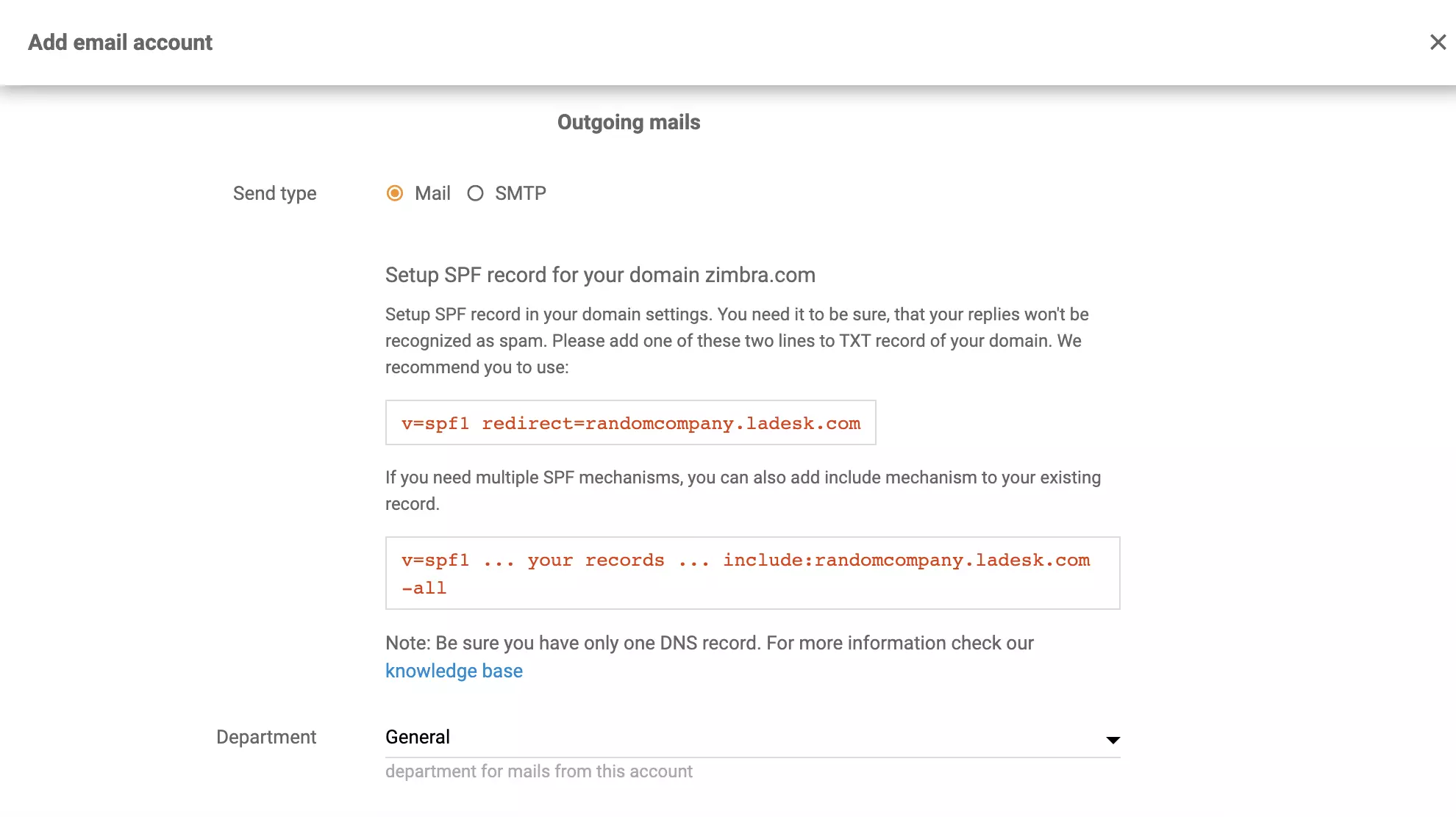 Configuração de encaminhamento Zimbra
