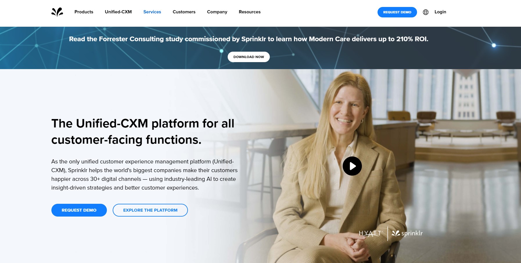 Página inicial do Sprinklr