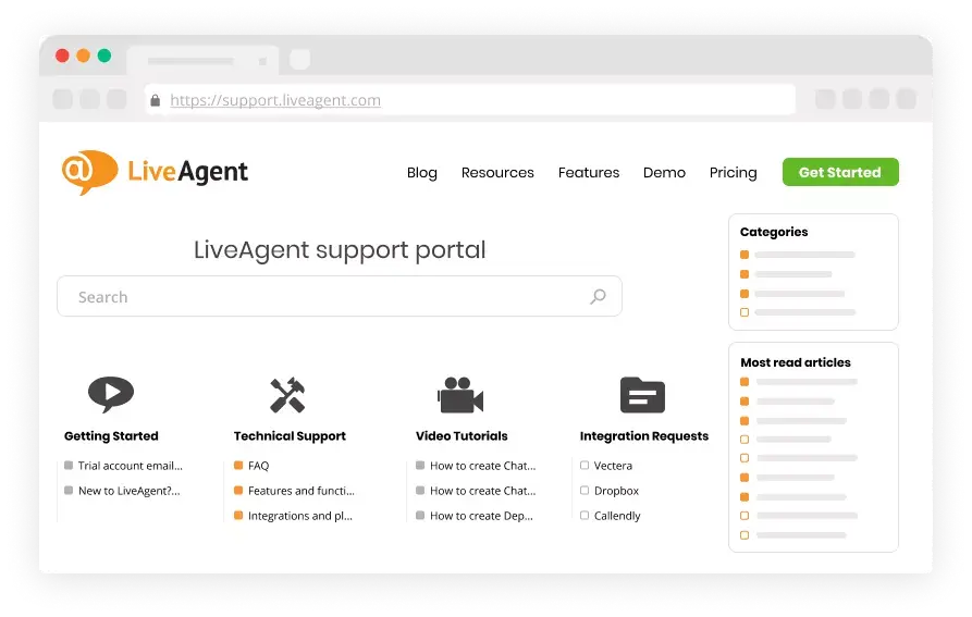 Software de portal do cliente - LiveAgent