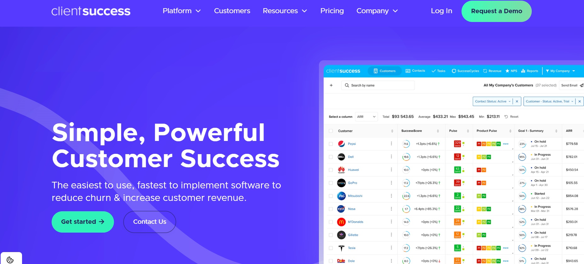 Homepage do ClientSuccess