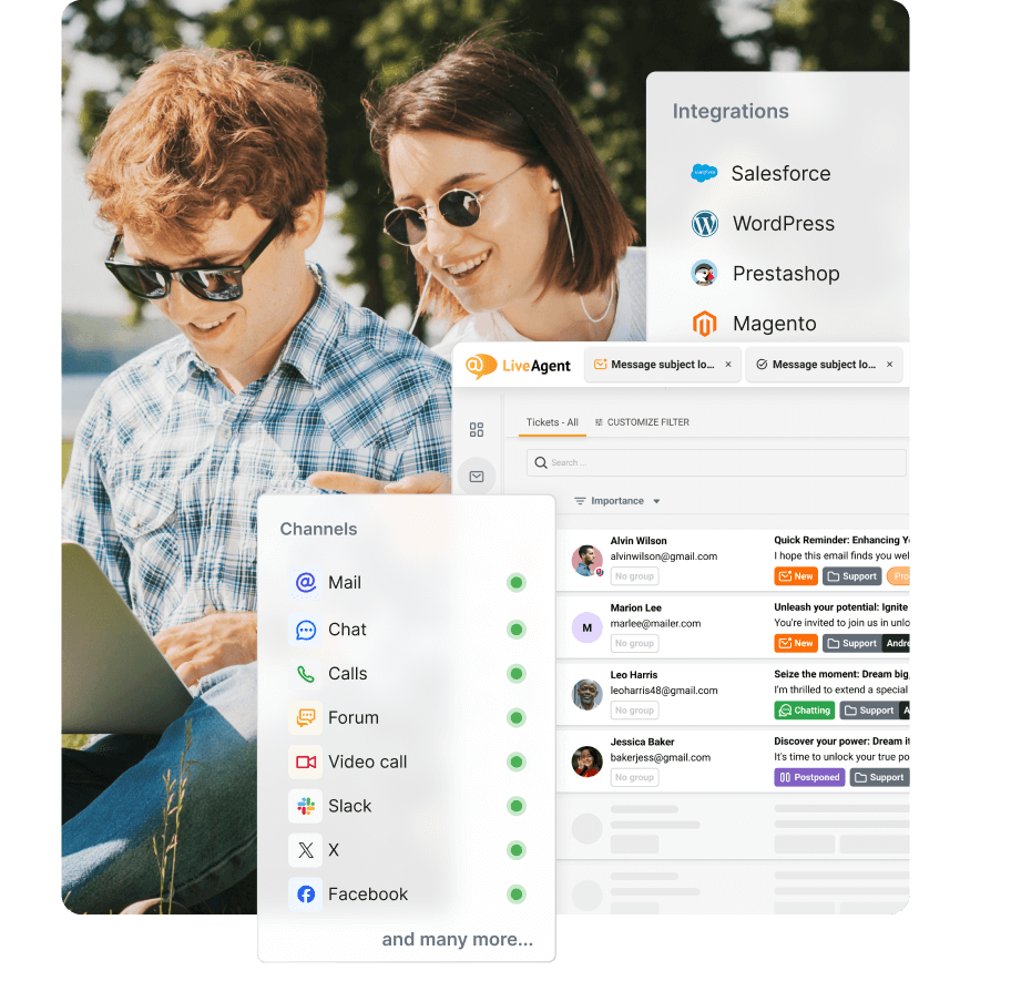 Todos os canais de atendimento ao cliente unificados no LiveAgent