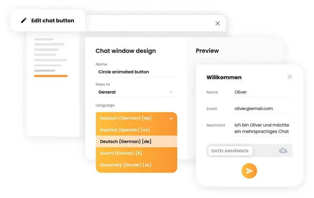 Widget de chat multilíngue