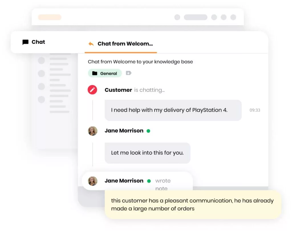 Imagem do recurso de ticket interno do LiveAgent que permite que os agentes se comuniquem internamente e colaborem em tarefas