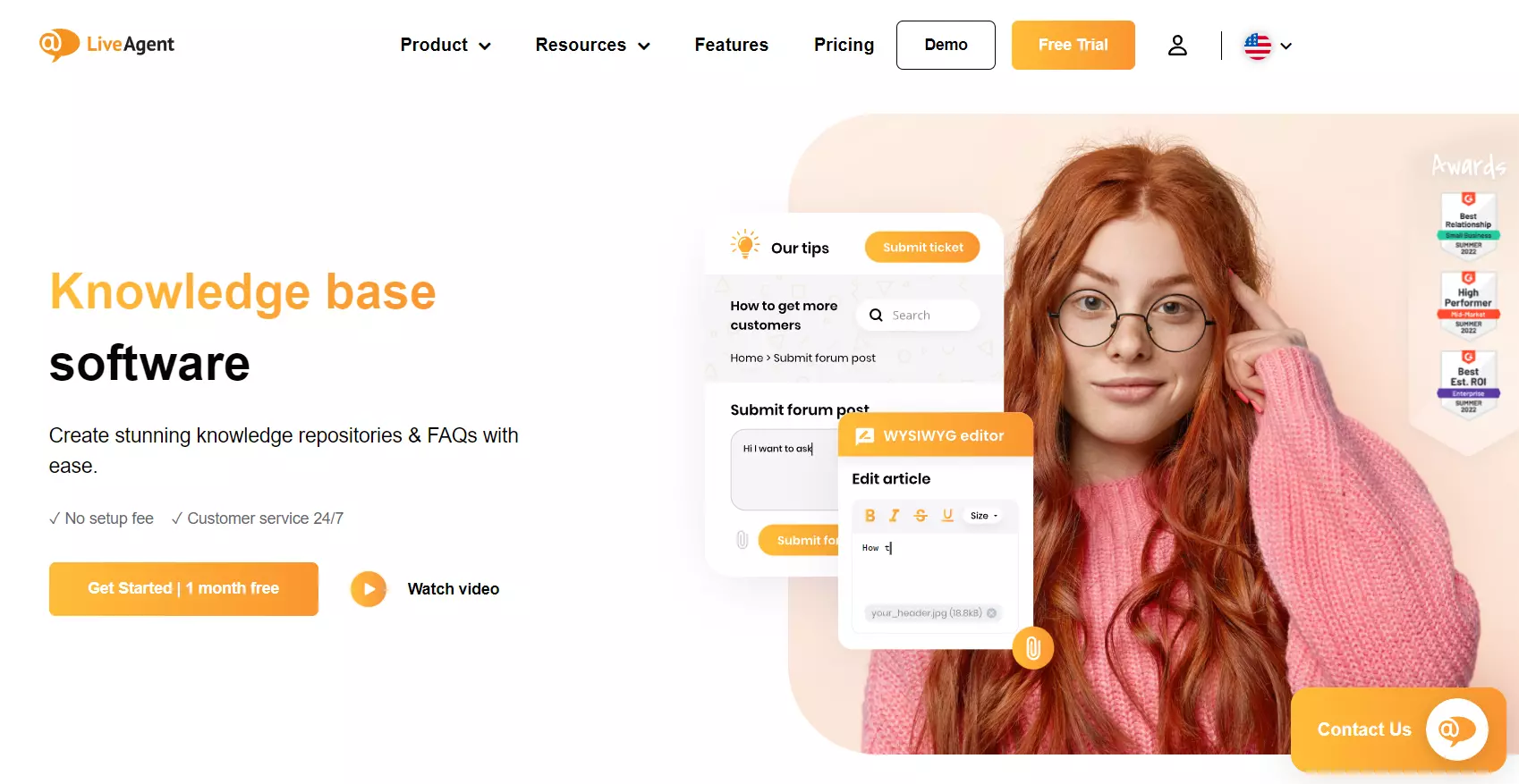 Página inicial da base de conhecimento LiveAgent