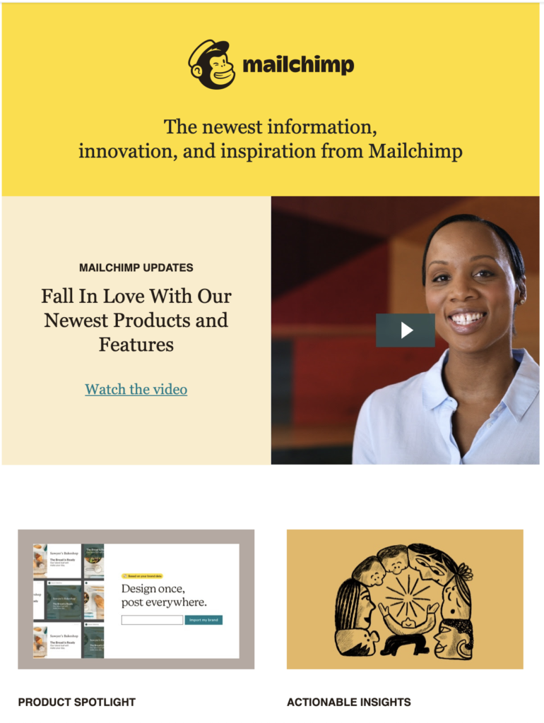 Modelo de novo post do blog Mailchimp