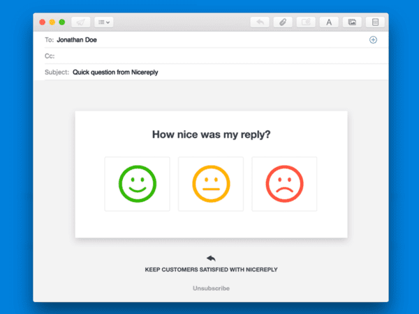 LiveAgent se integra com NiceReply e permite que você colete feedback com cada email que envia