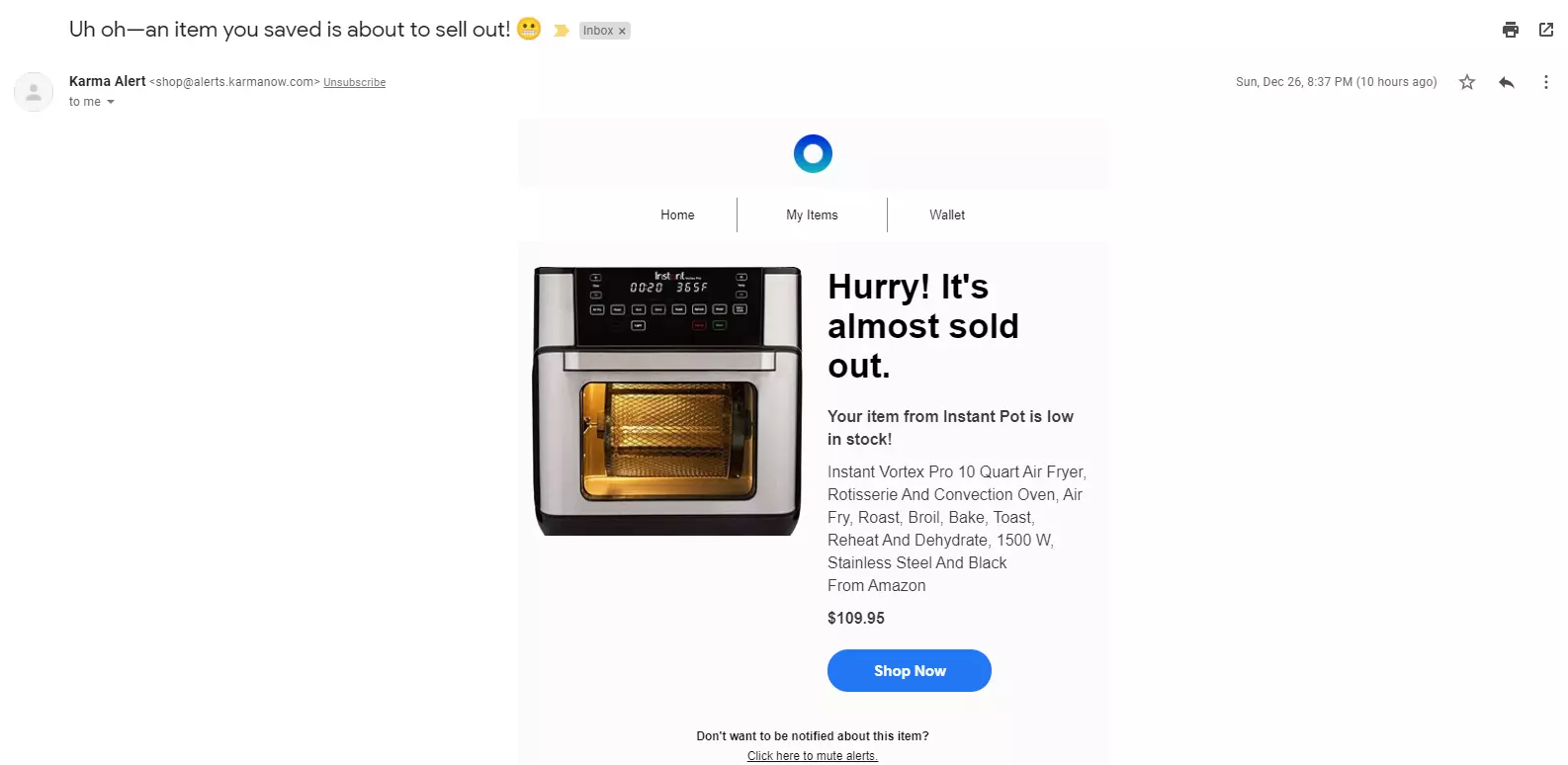 Email de última chance Karmanow