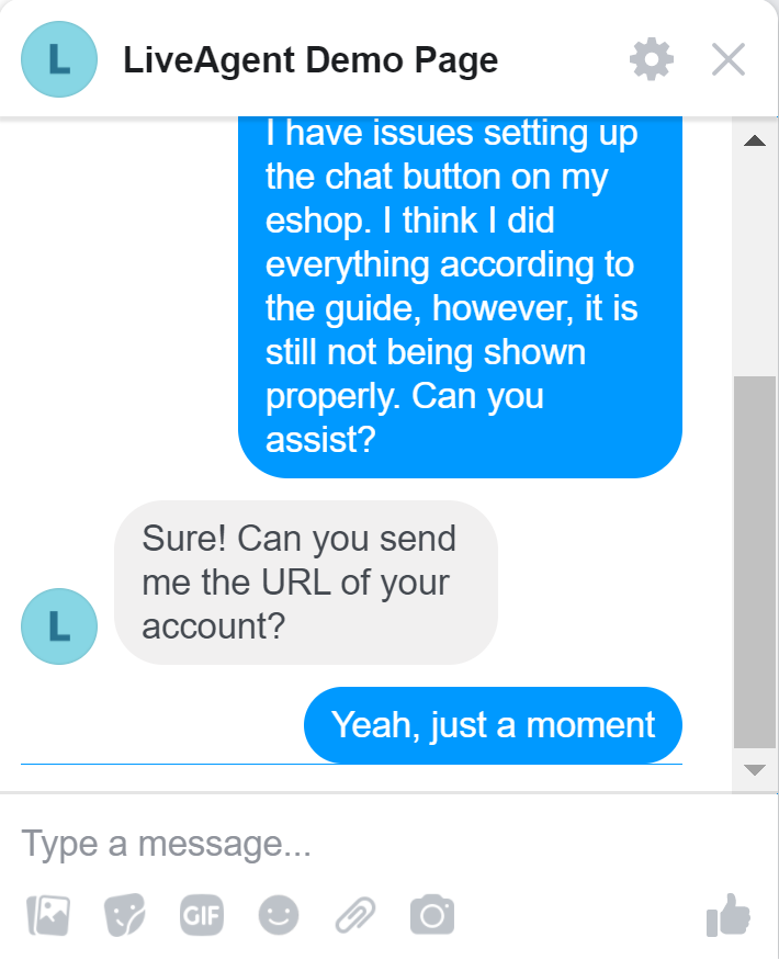 Página de demonstração do LiveAgent desktop resposta