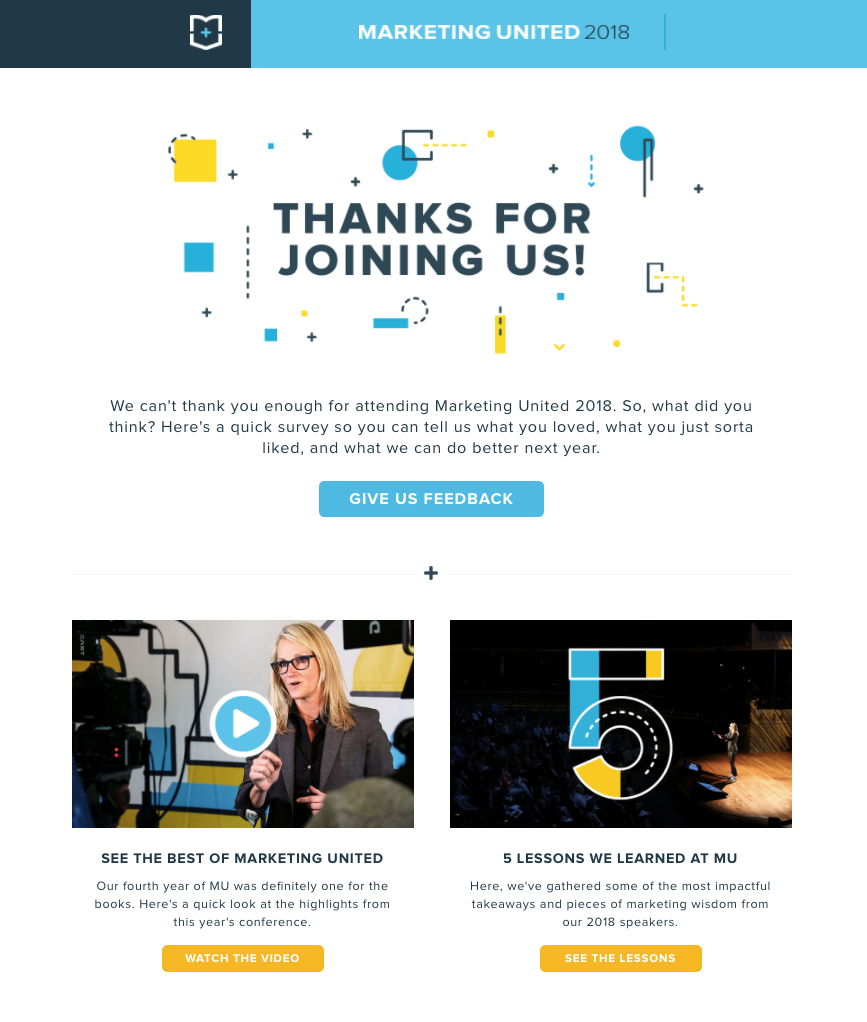 Exemplo de e-mail de acompanhamento de evento de marketing