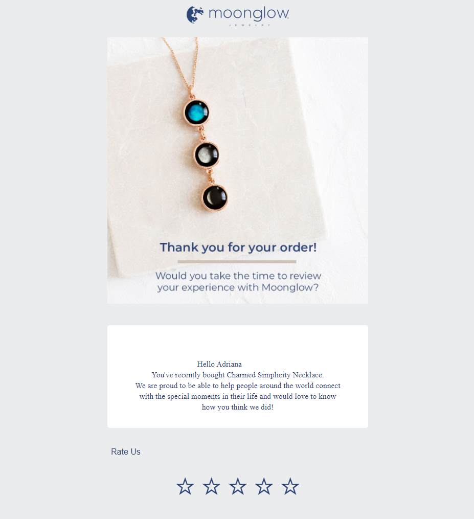 Email de obrigado pelo seu pedido