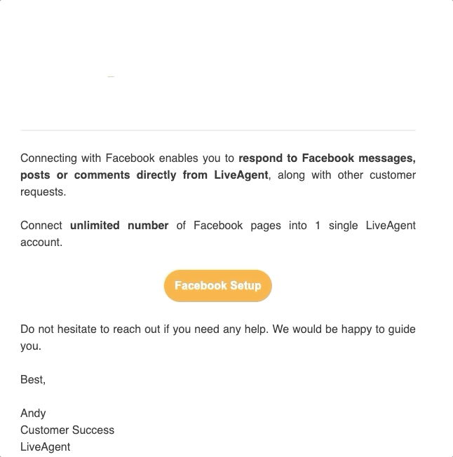 Exemplo de um email de convite
