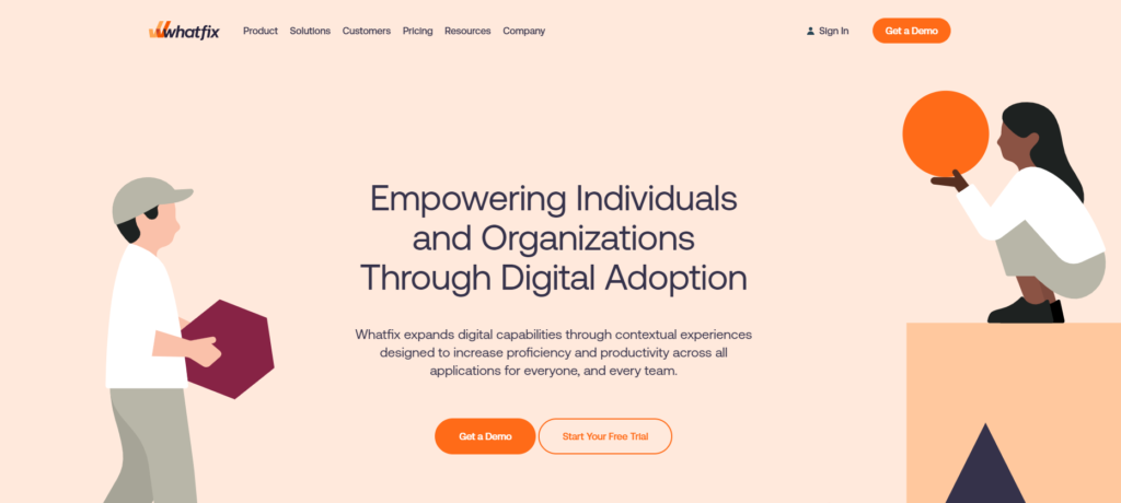 Página inicial do Whatfix